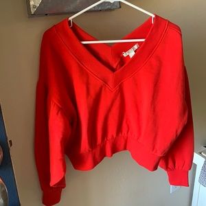 Red crop sweater